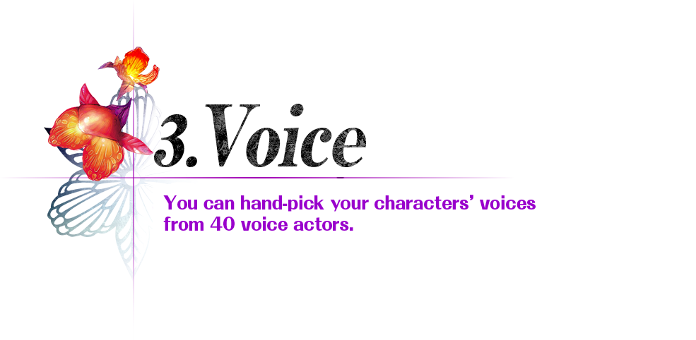 3.Voice - You can freely select character voices from 40 voice actors.